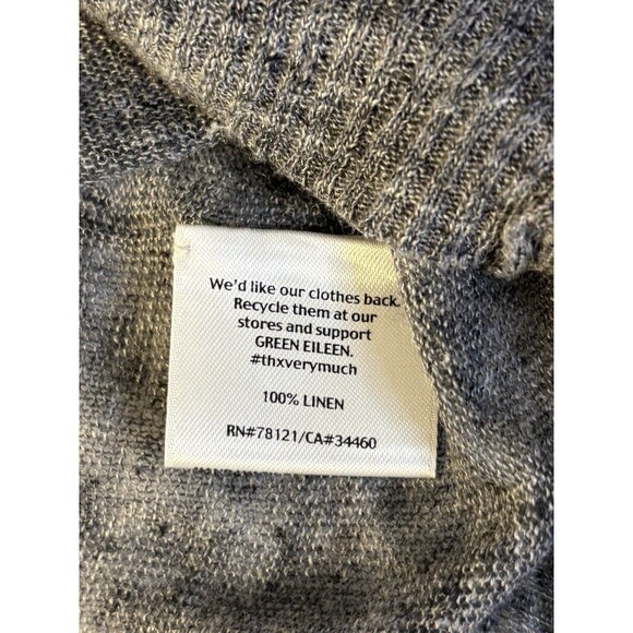 EILEEN FISHER Blue Delave Linen Lightweight Sheer Pullover Sweater XL Asymmetric - Picture 7 of 10